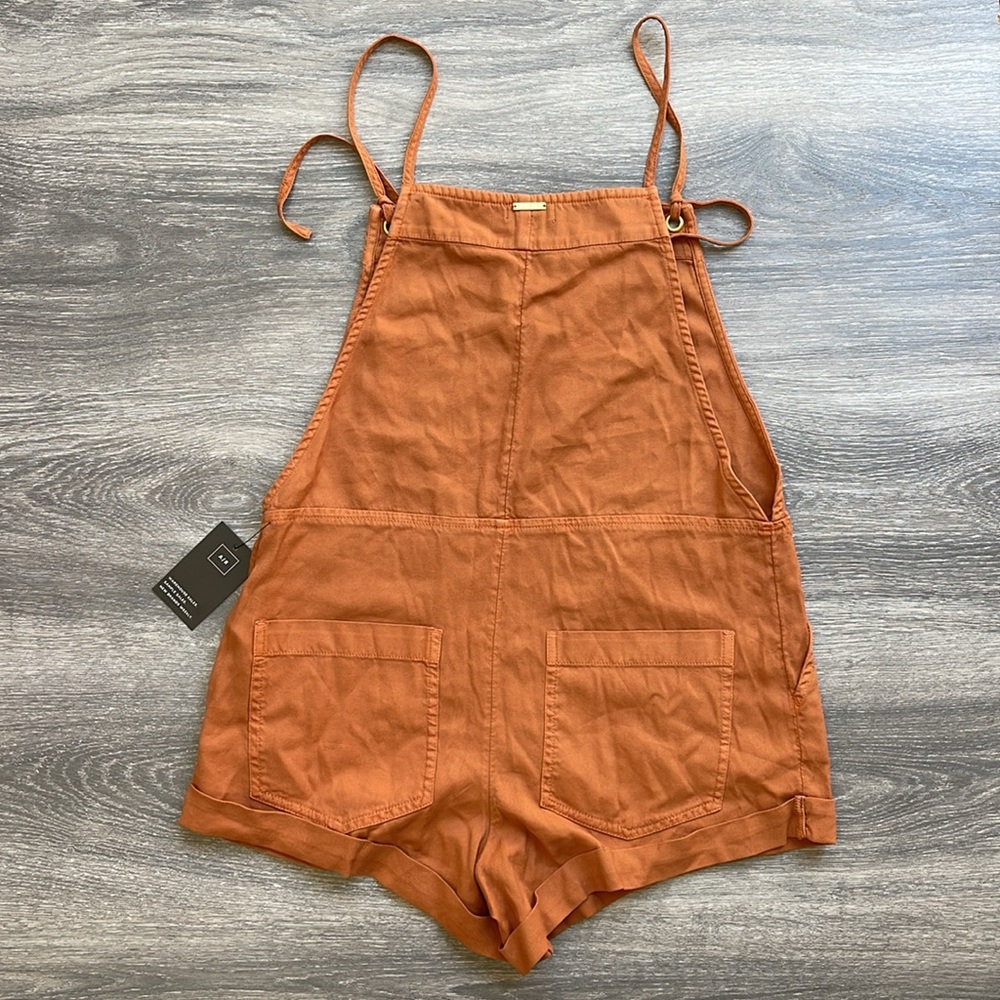 Billabong Wild Pursuit Overall Short Romper, Orange - Picture 9 of 11